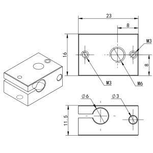 Advanc3D Messing Heizblock im V6 Style mit mit PT100...