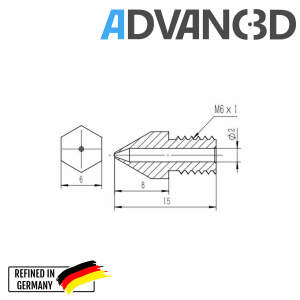 Advanc3D Nozzle für Ideaformer IR3 für 1.75mm Filament 1.0mm