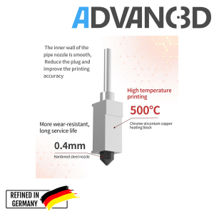 Advanc3D Hotend with changeable socket for Bambulab X1 X1c P1P