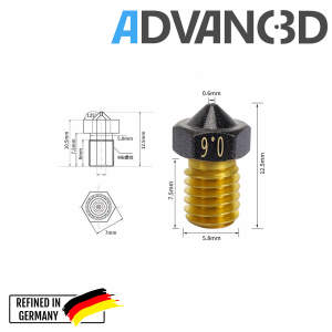 Advanc3D V6 Style Teflon Nozzle f&uuml;r 1.75mm Filament seite