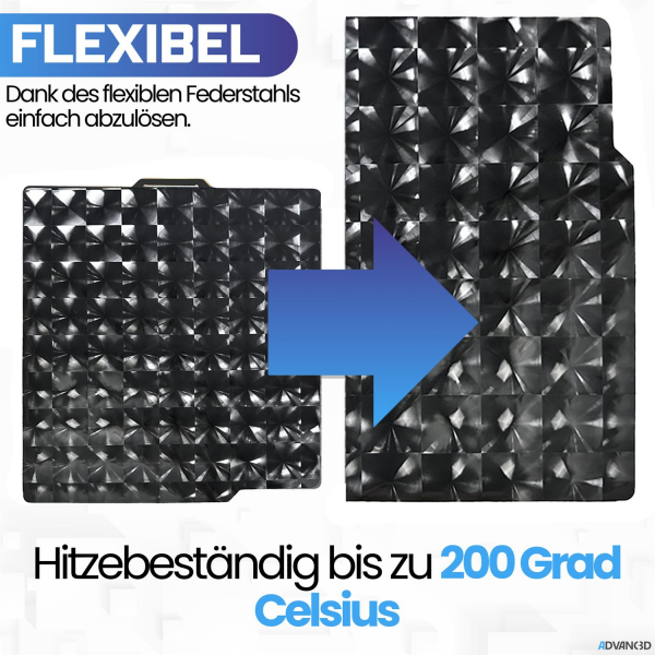 Advanc3D Flexible Druckplatte mit PEO und PEI Schicht für Bambulab X1 X1C P1P seite