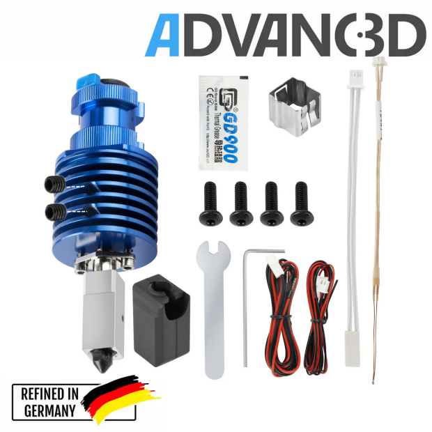 Advanc3D V6 hotend with interchangeable nozzle for 3D printers in Bambu Lab design