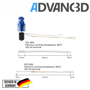 Advanc3D V6 hotend met verwisselbare spuitmond voor 3D printers in Bambu Lab ontwerp