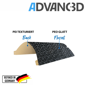 Advanc3D Flexible Druckplatte mit PEO und PEI Schicht f&uuml;r Prusa Mk3 Mk4 3D Drucker