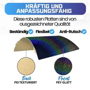 Advanc3D Flexible Druckplatte mit PEY und PEI Schicht für 235x235mm 3D Drucker