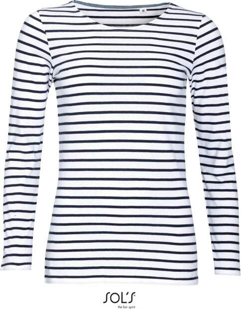 SOLS | Marine Women Damen T-Shirt langarm gestreift