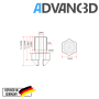 Advanc3D V6 Style Dyse i hærdet stål C15 i 0,4 mm til 1,75 mm filament