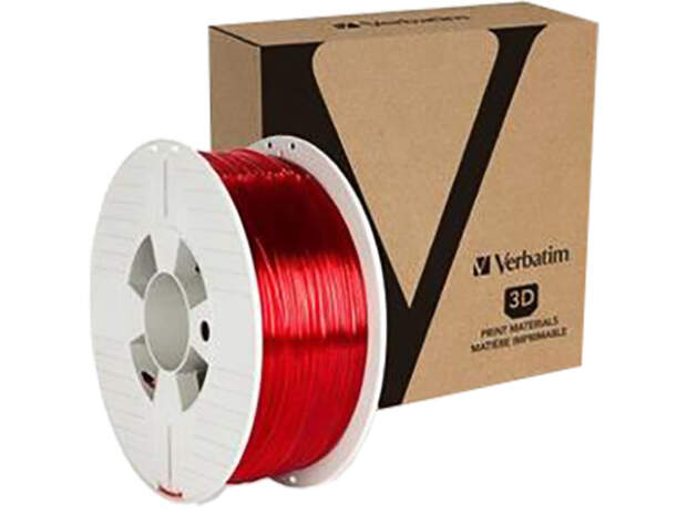 Verbatim PETG 1,75 mm röd transparent 1 kg 3D-skrivarfilament av hög kvalitet