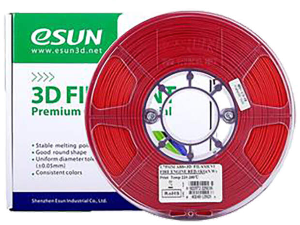 用于 3D 打印机的 eSUN ABS+ 1.75 毫米火红色长丝 1 千克 高质量、高精度