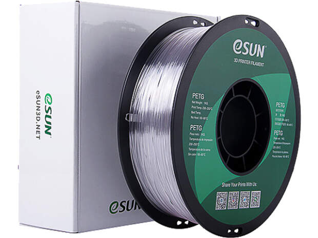 eSUN PETG 1,75mm 3D printer filament, 1kg spoel, transparant van aard