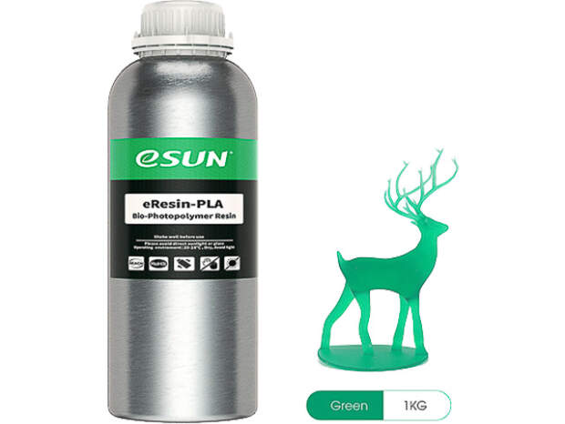 eSUN UV/LCD eResin PLA Green 1kg - High quality 3D printing resin 405nm