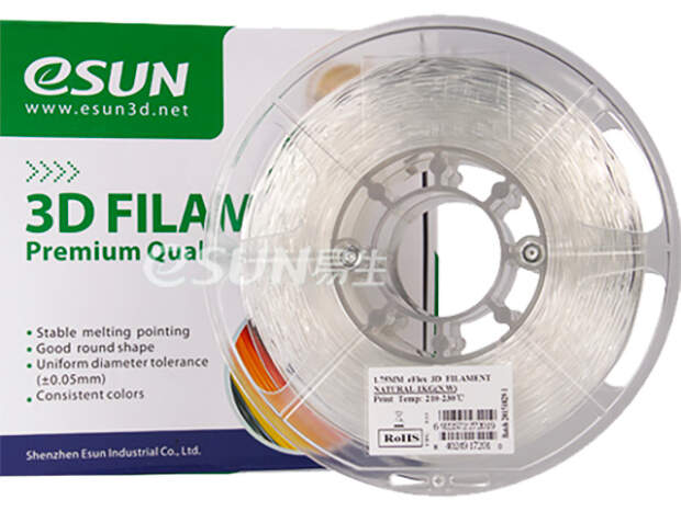 eSUN eFlex 1,75mm 3D Printer Filament Natural 1kg - Hoge kwaliteit TPU materiaal