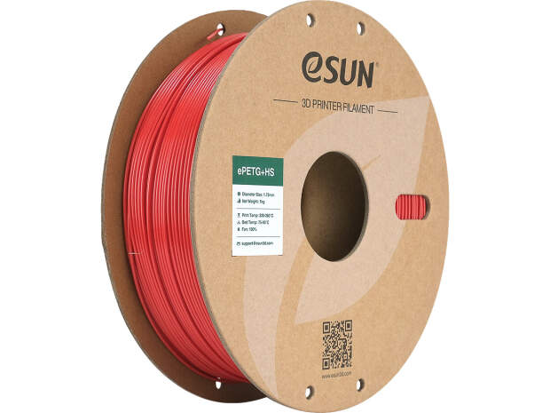 eSUN ePETG+HS 1.75mm filament Fire Engine Red 1kg for 3D printers