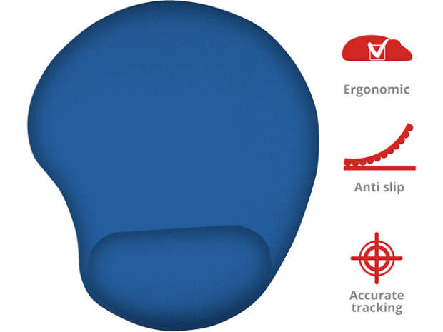 Ergonomic TRUST Bigfoot mouse pad with gel wrist rest, blue