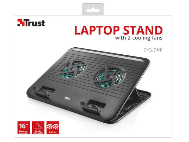 Trust Cyclone Notebook Cooling Stand 17866 Black med RFID-chip för bärbara datorer