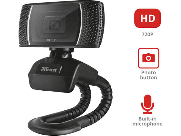 Trust Trino HD Webcam Black 8MP with Microphone â High-resolution video quality