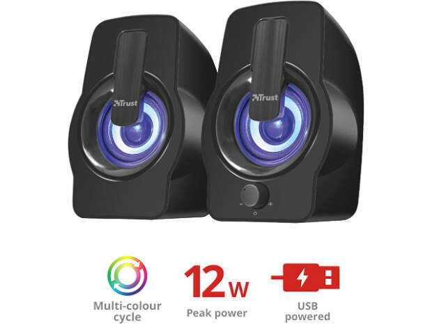 TRUST GEMI 2.0 USB speaker set with RGB LED lighting for PC and laptop