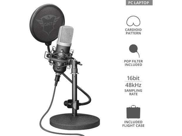 Trust GXT252 Emita USB studio microphone 21753 with cable â High-quality audio recording