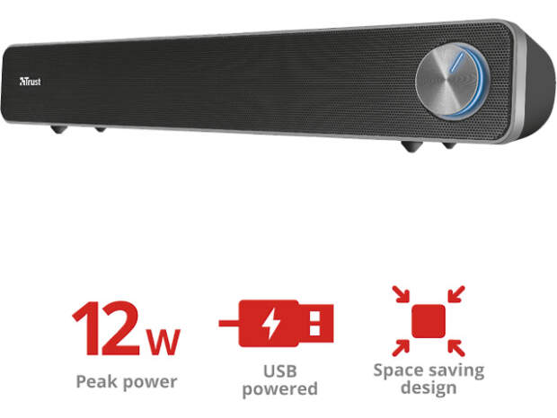 Trust Arys PC Soundbar 12W - USB speaker for computer and laptop