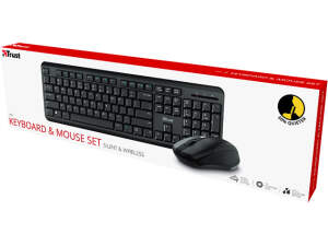 Wireless QWERTY keyboard and mouse set - Black -...