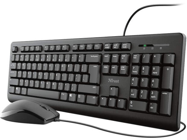 Trust Primo Tastatur und Maus Set QWERTZ DE Kabelgebunden Schwarz 23973