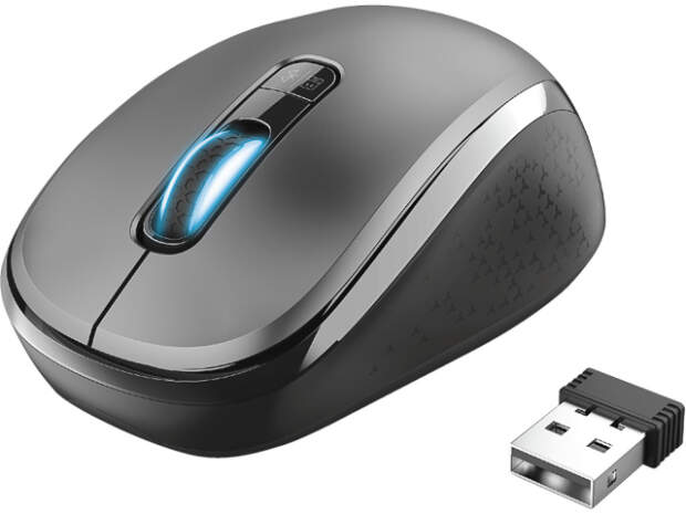 Trust Yvi Dual Mode BT Mouse trådlös antracit/svart 2,4GHz ergonomisk höger