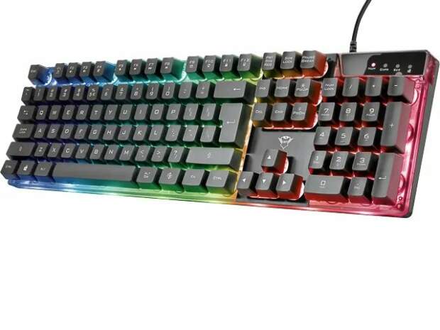 Trust GXT835 Razor-pelinäppäimistö QWERTZ DE kaapelilla ja RGB-valaistuksella varustettuna