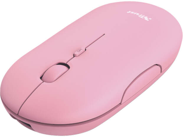 Trust Puck Funkmaus kabellos aufladbar 24125, ergonomisch, rosa