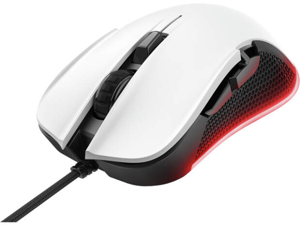 Trust GXT922W Ybar Gaming Mouse 7200dpi Hvid RGB-belysning til pc og bærbar computer