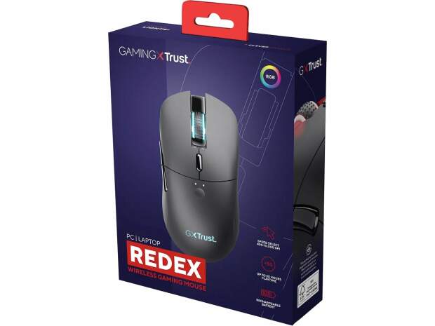 Trust GXT980 Redex Kabellose Gaming Maus, 6 Tasten, USB 2.0, RGB Beleuchtung