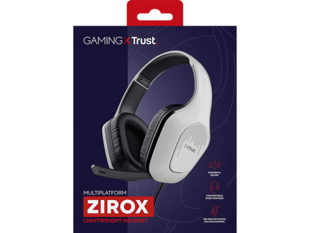 Trust GXT415W Zirox Gaming Headset 3,5 mm kabel Hvid Over-Ear med RFID-chip