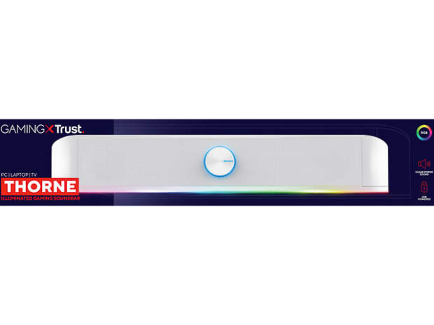 Trust GXT619W Thorne RGB-geluidsbalk wit met verlichting voor gaming en pc