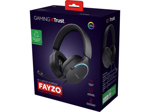 Trust GXT490 Fayzo 7.1 USB Gaming Headset, sladdanslutet, svart, over-ear