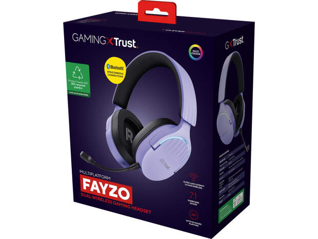 TRUST GXT491P Fayzo Headset Violett - Kabelloses Gaming Headset mit Mikrofon