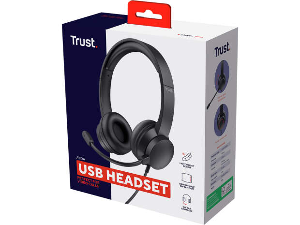 Trust Ayda PC Stereo USB Headset 25088, Kabelgebunden, Schwarz, On-Ear