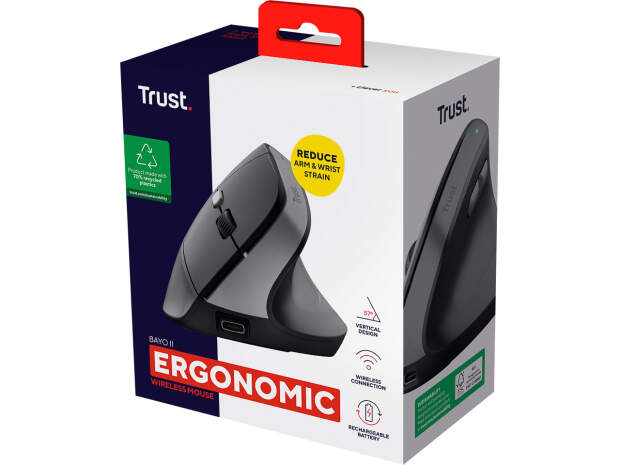 Trust Bayo II 6-button ergonomic wireless mouse for right-handers, model 25145