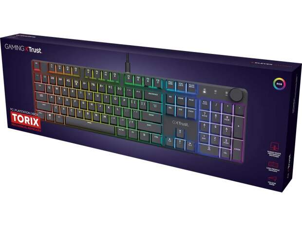 TRUST GXT866 Torix Gaming Tastatur mechanisch RGB QWERTZ DE schwarz 24911