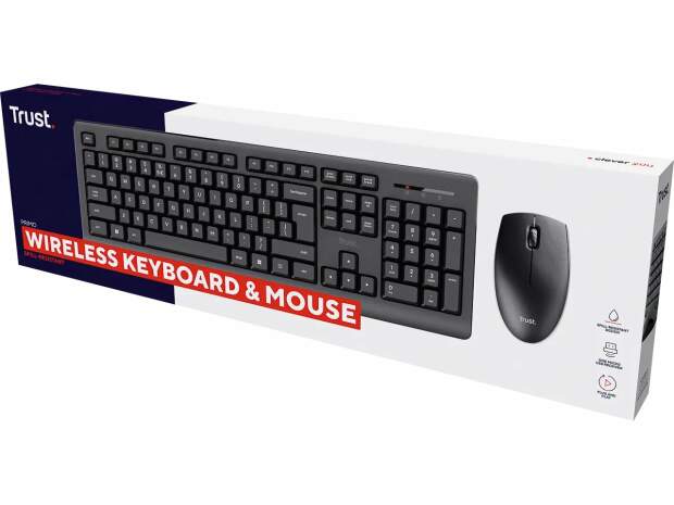 Wireless Trust Primo keyboard and mouse set QWERTZ DE layout, black 25432