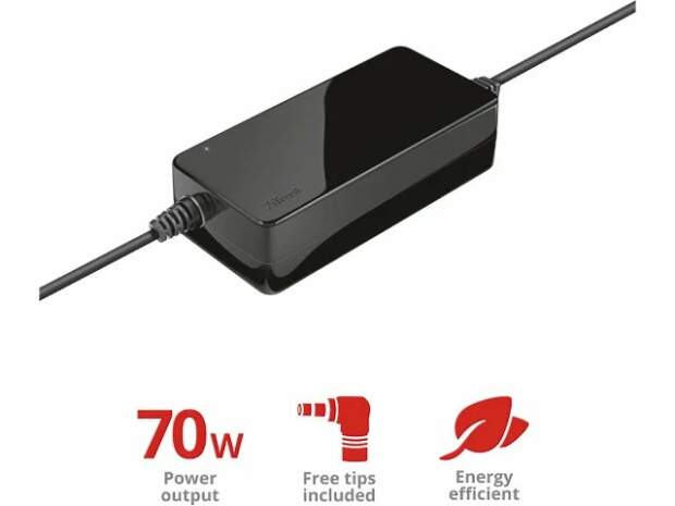 Universal laptop charger 70W - Trust Primo 22141 Black for many models