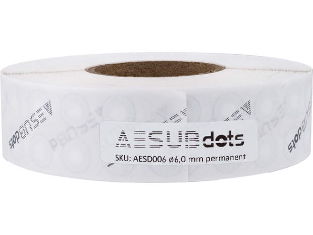 AESUB AESUBDOTS TARGETS 6mm sort og hvid 6000 stykker/rulle til 3D-scanning