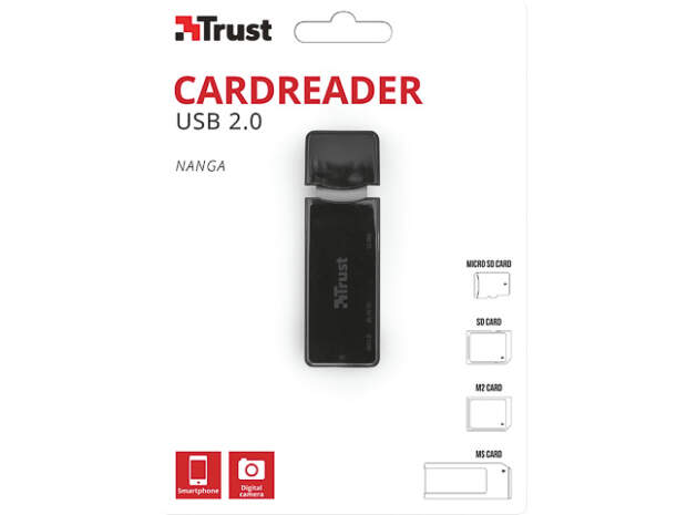 Trust Nanga USB 2.0 kortläsare med flera kortplatser 21934 för SD-, MicroSD-, CF- och MS-kort