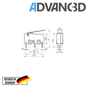 Advanc3D Micro switch 3 pins 3A-5A 125V-250V SS-5GL-2 20x10x6mm flat